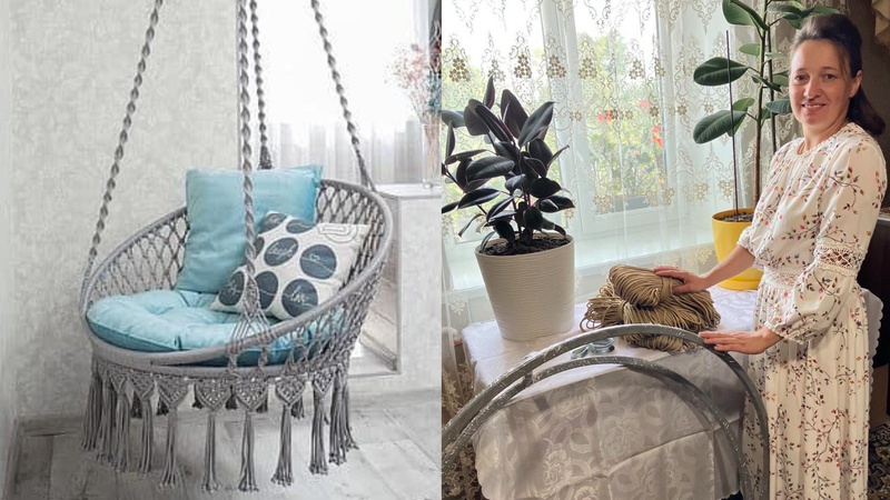 Умілі руки творять диво: волинянка плете гамаки-шатра та крісла-гойдалки