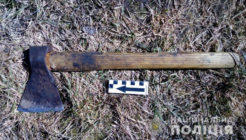 У селі під Луцьком чоловік сокирою погрожував поліції і зрубав номерні знаки їхнього авто