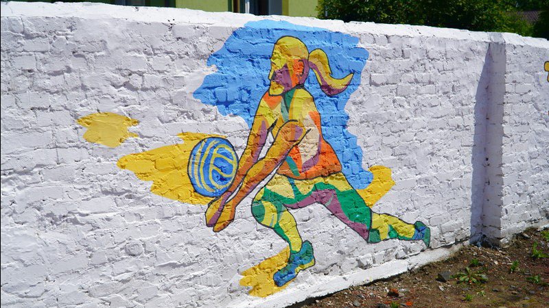 На Волині студенти перетворили 30 метровий паркан стадіону на витвір мистецтва