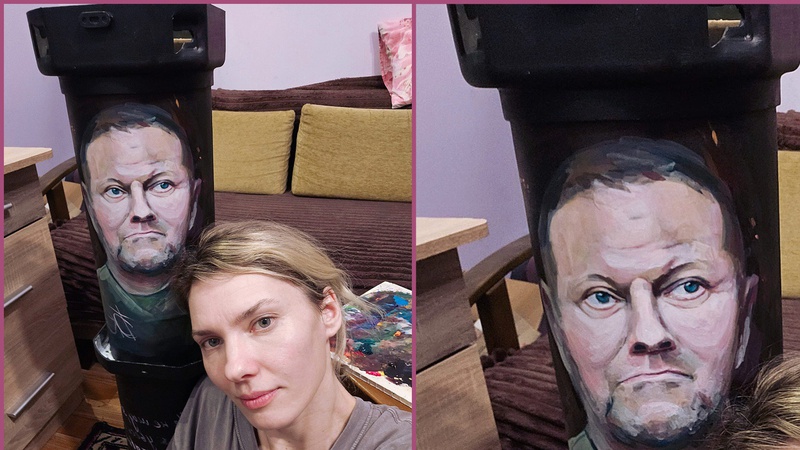 «Нове життя страшній речі, яка несе смерть»: волинянка намалювала на тубусі портрет Залужного