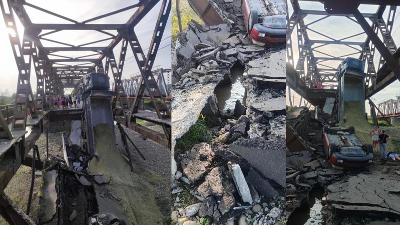 На Закарпатті обвалився міст через річку: авто впали у воду, є поранені