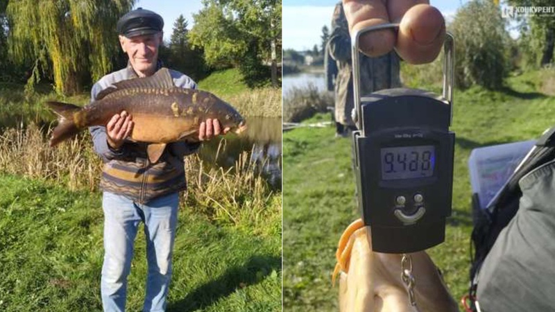 У  Луцьку чоловік упіймав майже 10-кілограмового коропа