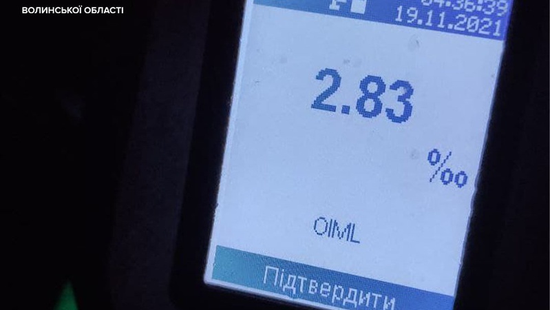 У 14 разів перевищував норму: на Волині зловили п’яного «в дрова» водія