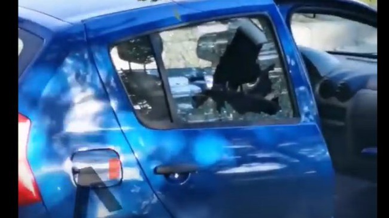 Луцькі комунальники косили траву: камінь влучив в авто. ВІДЕО