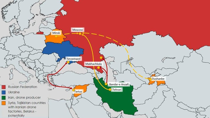Іранські дрони: постачання в рф можуть здійснюватись через Сирію і Таджикистан