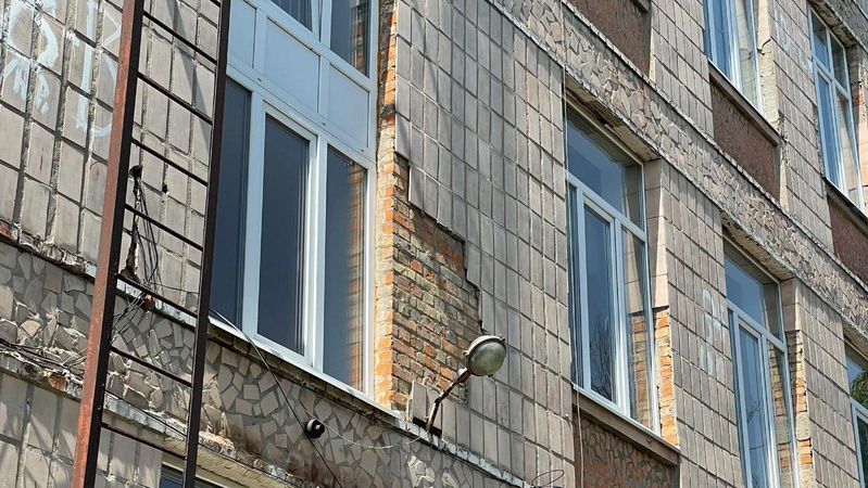 Плитка може впасти на голову: показали аварійний фасад луцької школи. ФОТО