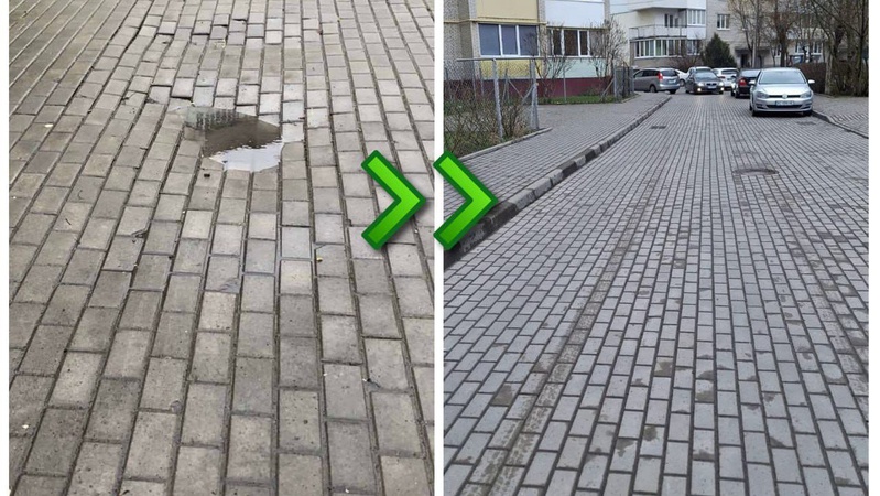 У Луцьку на одній з вулиць просіла бруківка