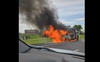 На трасі Луцьк – Ковель вщент згоріло авто. ВІДЕО