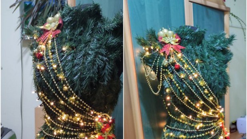 Волинський модельєр створив сукню з ялинкових гілок