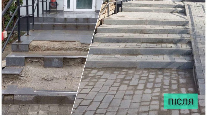 «Нова пошта» в Луцьку відремонтувала сходи після зауваження муніципалів